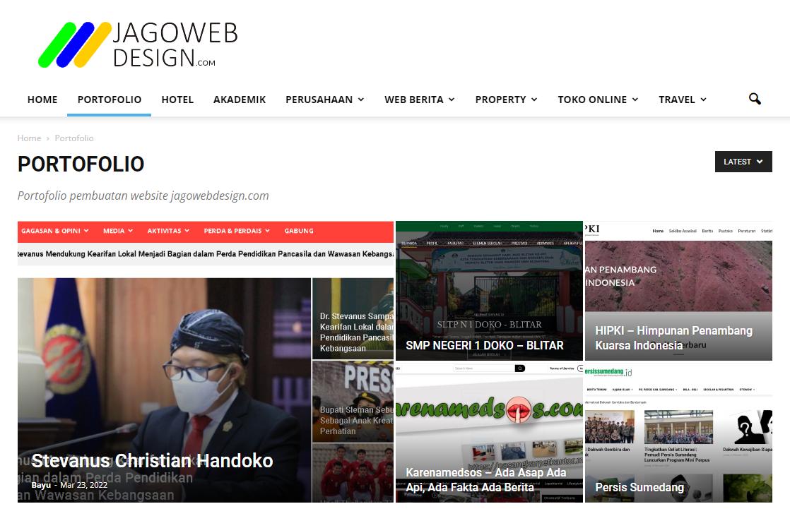 Halaman Porttofolio Jagoweb Design