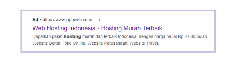 Table 2 Contoh Google Ads